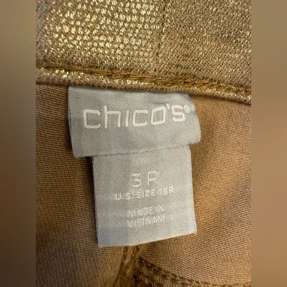 Chico's So Slimming Gold Metallic Alligator Ankle Jeans 3 16 - Picture 5 of 6